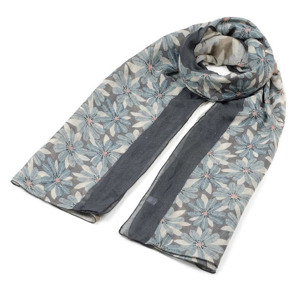 NEW Gorgeous Ladies Women's Girls 3 Tone Sunflower Print with Border Scarf Scarves Stole Wrap