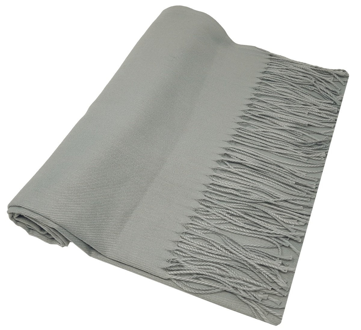 World of Shawls Winter Cashmere Feel Scarf Wrap Blanket Shawl Warm Soft Cozy - REDUCED TO CLEAR (Light Silver)