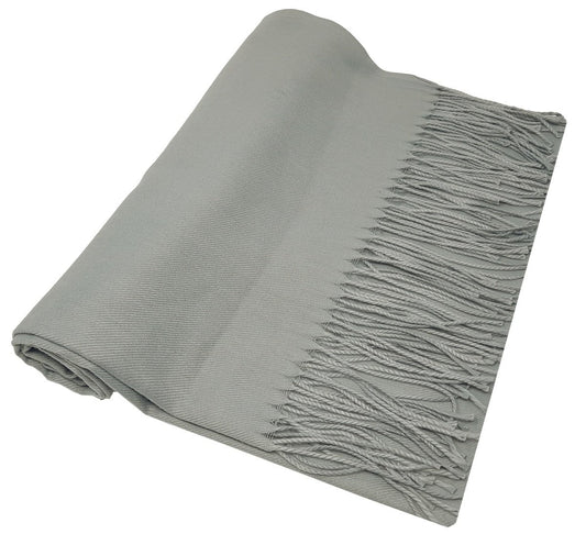 World of Shawls Winter Cashmere Feel Scarf Wrap Blanket Shawl Warm Soft Cozy - REDUCED TO CLEAR (Light Silver)