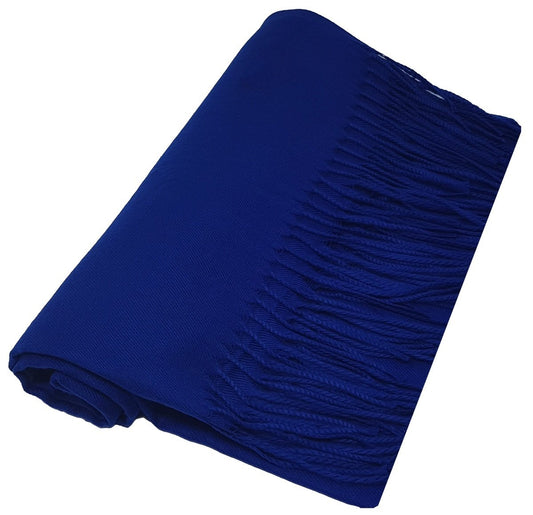 World of Shawls Winter Cashmere Feel Scarf Wrap Blanket Shawl Warm Soft Cozy - REDUCED TO CLEAR (Royal Blue)