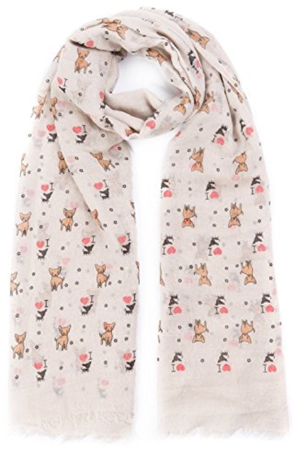 World of Shawls Puppy Dog Print Women's Scarf Oversize