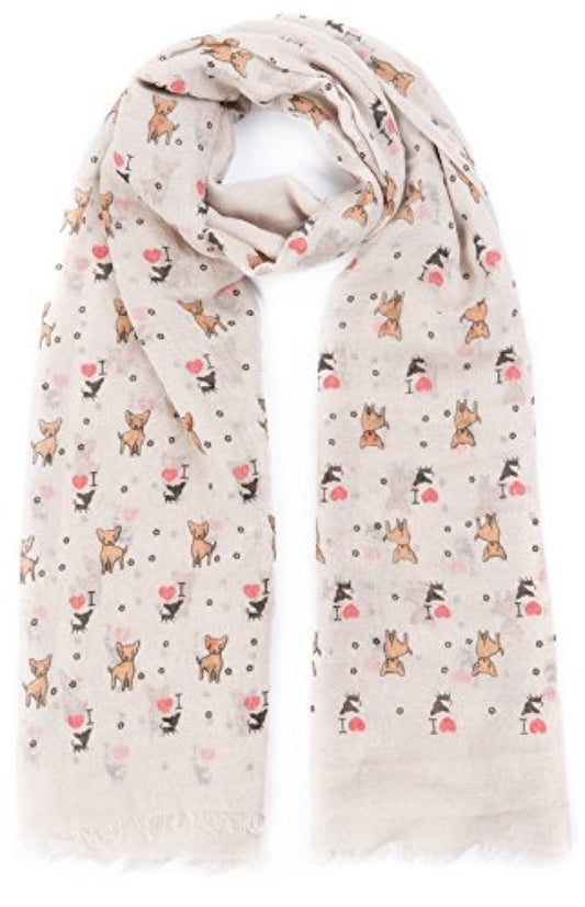 World of Shawls Puppy Dog Print Women's Scarf Oversize
