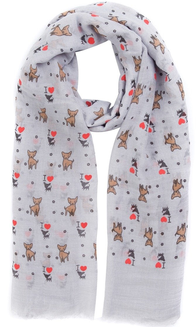 World of Shawls Puppy Dog Print Women's Scarf Oversize