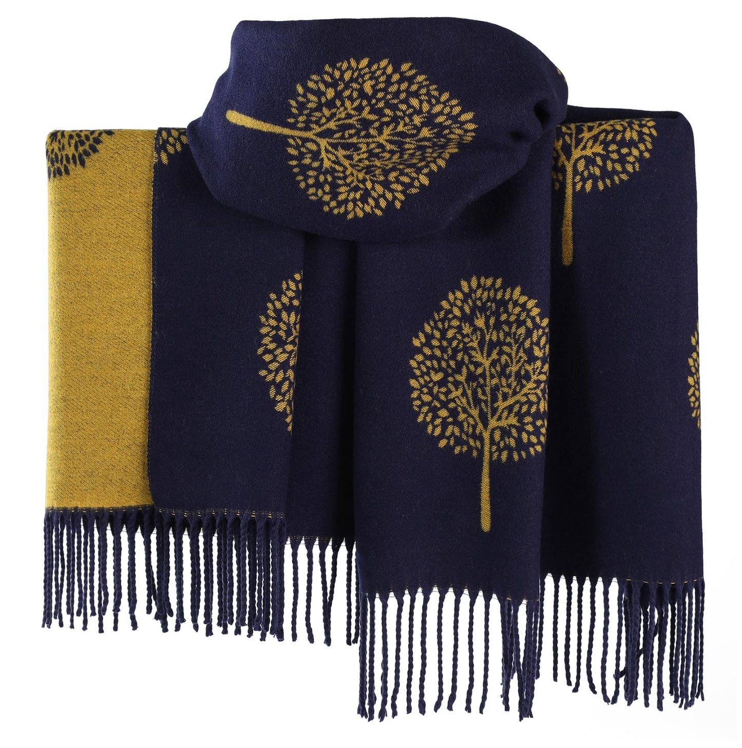 World of Shawls WINTER WARMER Reversible Thick Long Mulberry Tree Print Fashion Scarf Blanket Wrap