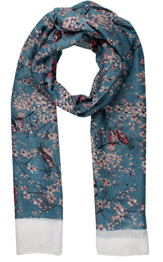 World of Shawls Ladies Women's Colorful Long Bird and Flower Print Scarf Wraps Shawl Maxi Soft Scarves