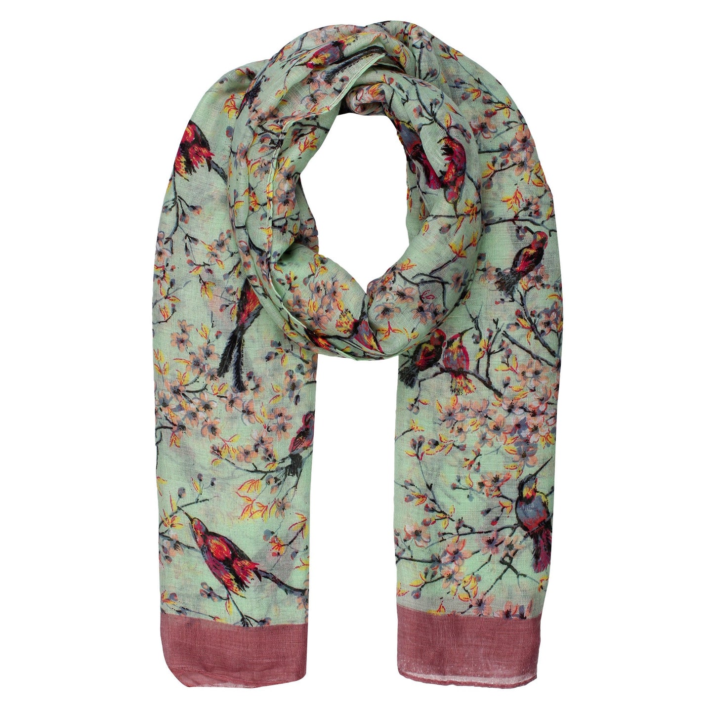 World of Shawls Ladies Women's Colorful Long Bird and Flower Print Scarf Wraps Shawl Maxi Soft Scarves