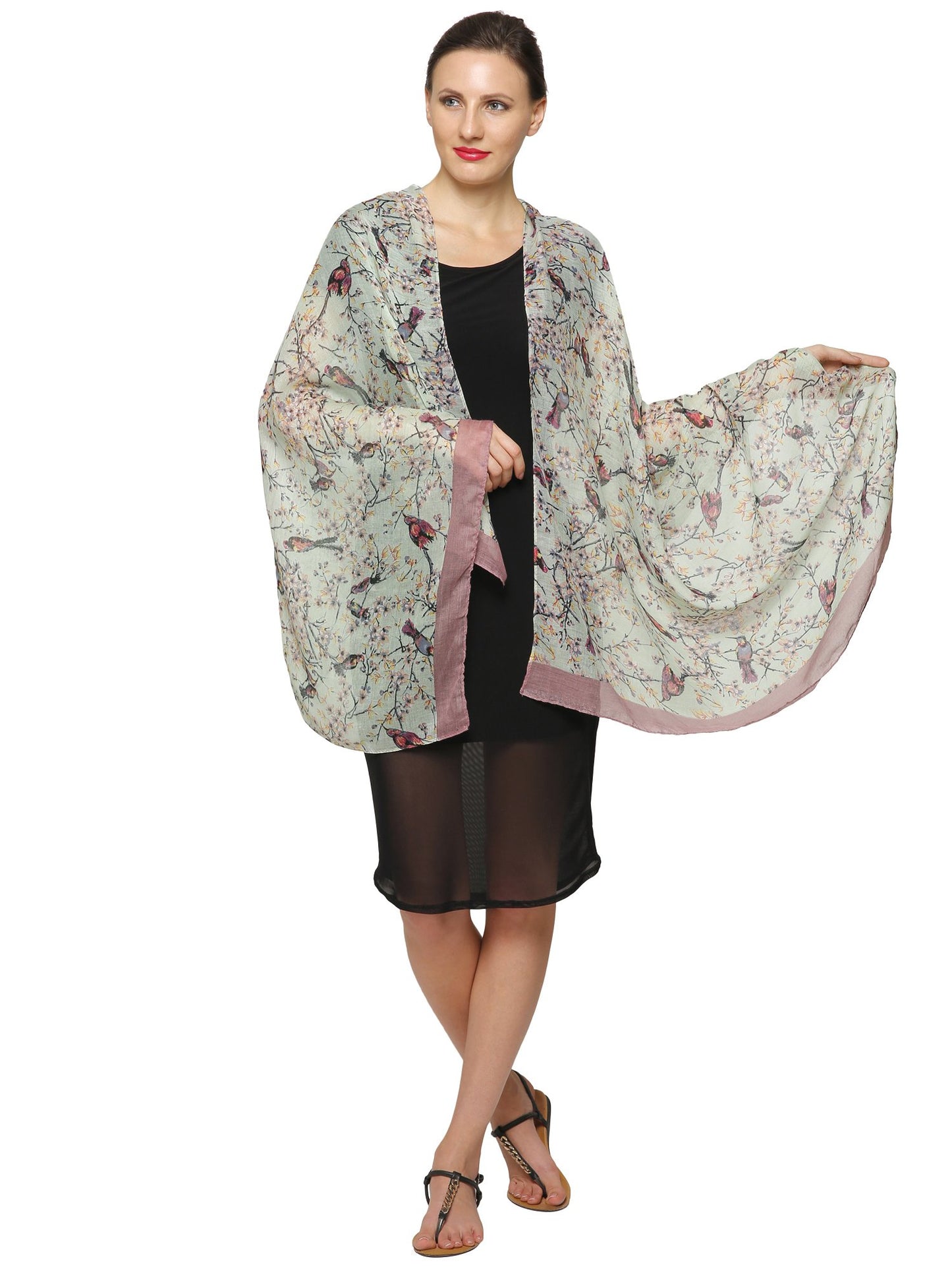 World of Shawls Ladies Women's Colorful Long Bird and Flower Print Scarf Wraps Shawl Maxi Soft Scarves