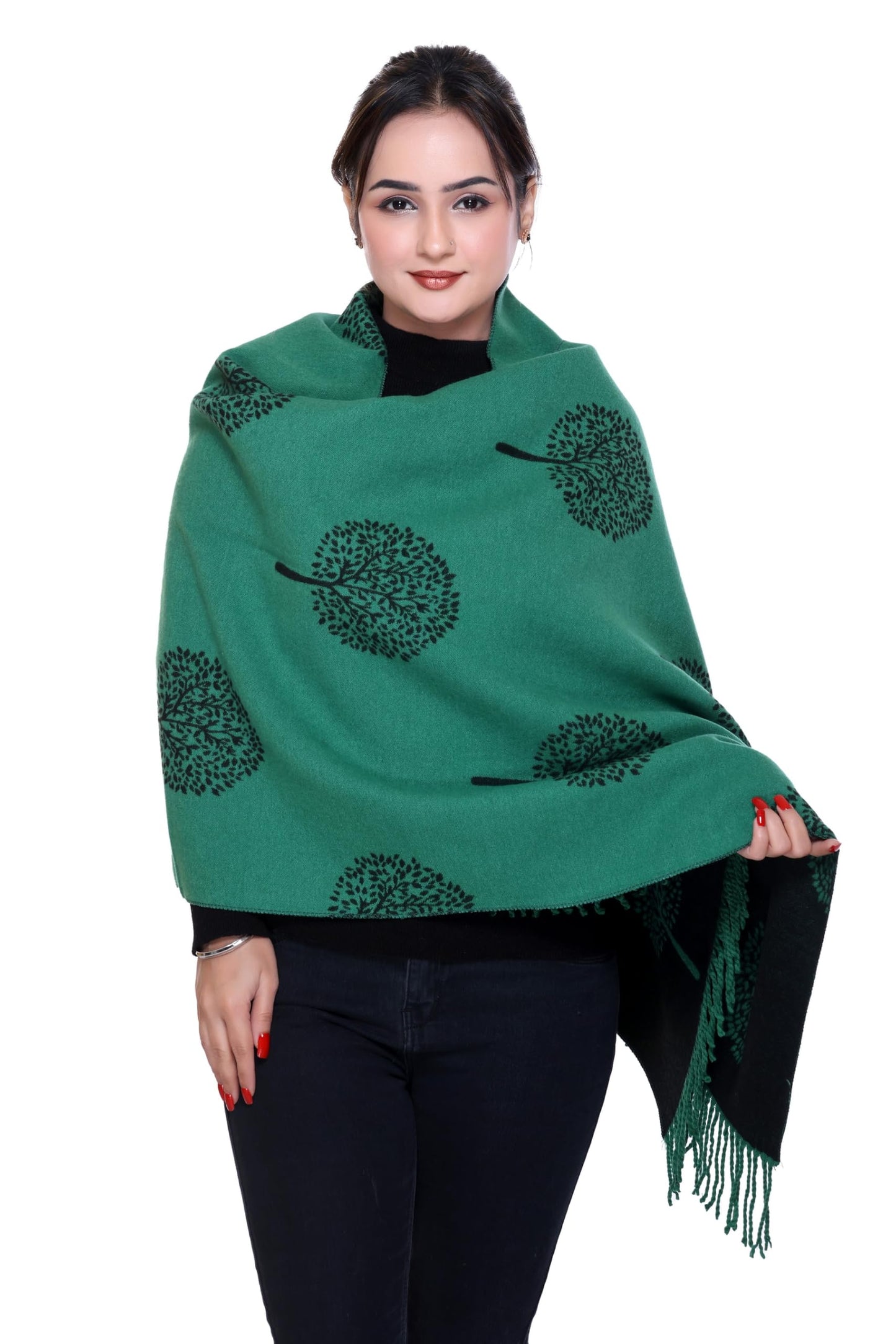 World of Shawls WINTER WARMER Reversible Thick Long Mulberry Tree Print Fashion Scarf Blanket Wrap