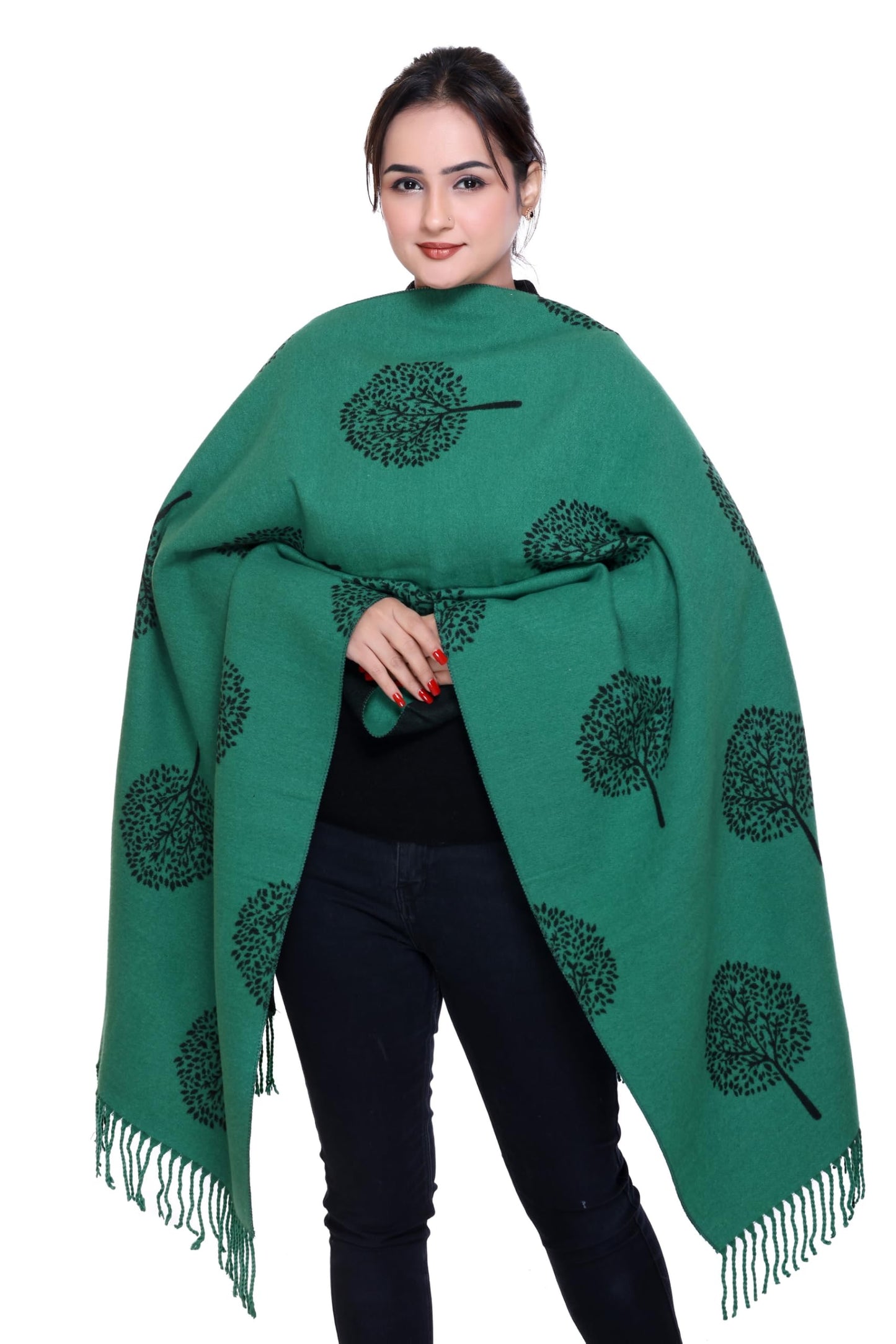 World of Shawls WINTER WARMER Reversible Thick Long Mulberry Tree Print Fashion Scarf Blanket Wrap