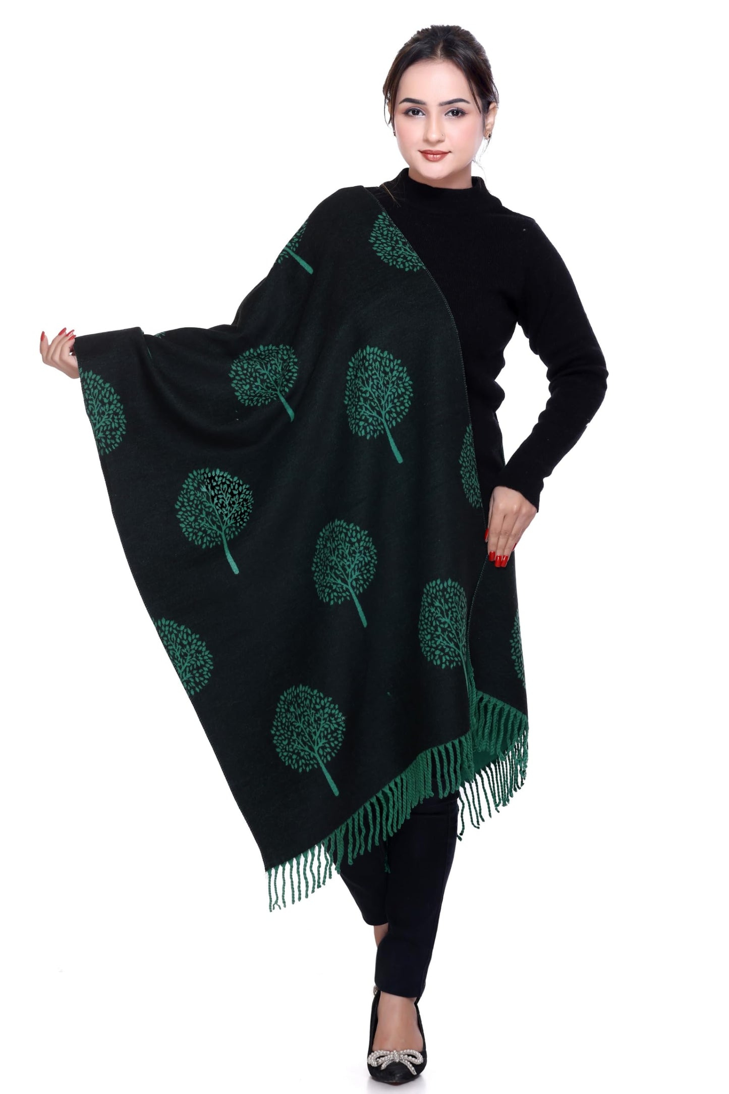 World of Shawls WINTER WARMER Reversible Thick Long Mulberry Tree Print Fashion Scarf Blanket Wrap