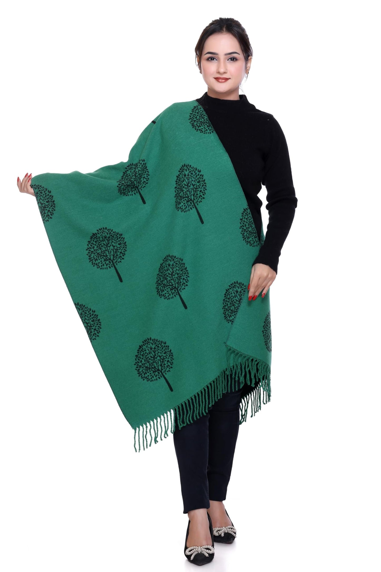 World of Shawls WINTER WARMER Reversible Thick Long Mulberry Tree Print Fashion Scarf Blanket Wrap