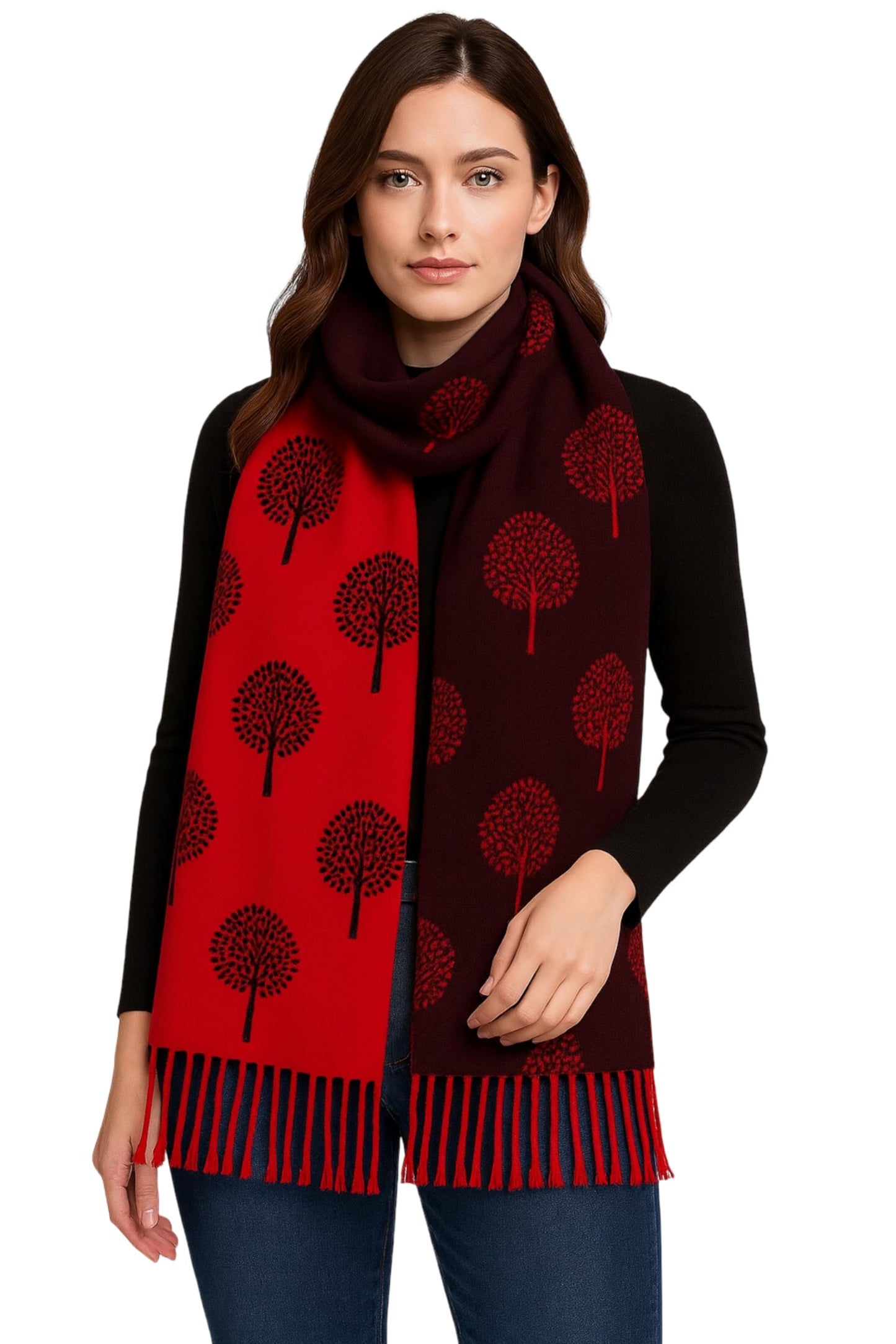 World of Shawls WINTER WARMER Reversible Thick Long Mulberry Tree Print Fashion Scarf Blanket Wrap
