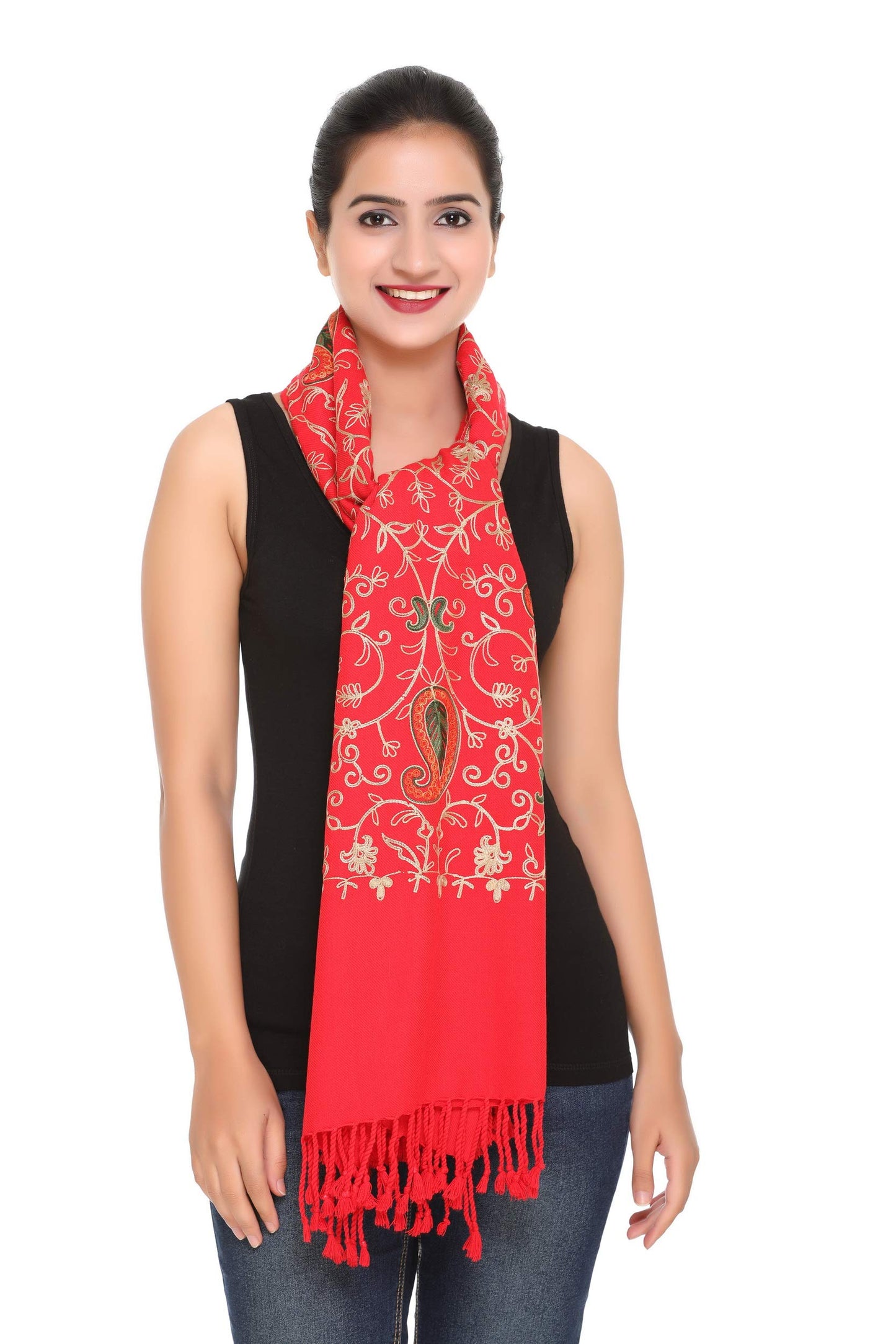 Exclusive Range Women's Ladies 100% Wool Pashmina Hand Embroidery Luxuriously Warm and Super Soft Shawl Scarf Wrap Stole