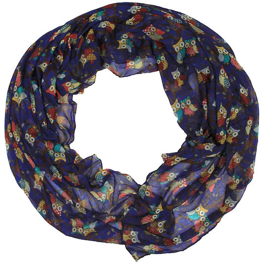 Owls Print Design Women's Scarves Large Size (Purple blue)