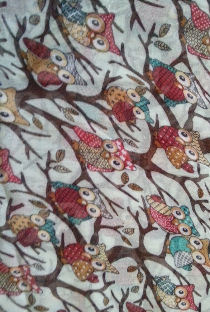 Owl Print Scarf Bird Patterns Ladies Fashion Scarves Multi Color (Aqua)