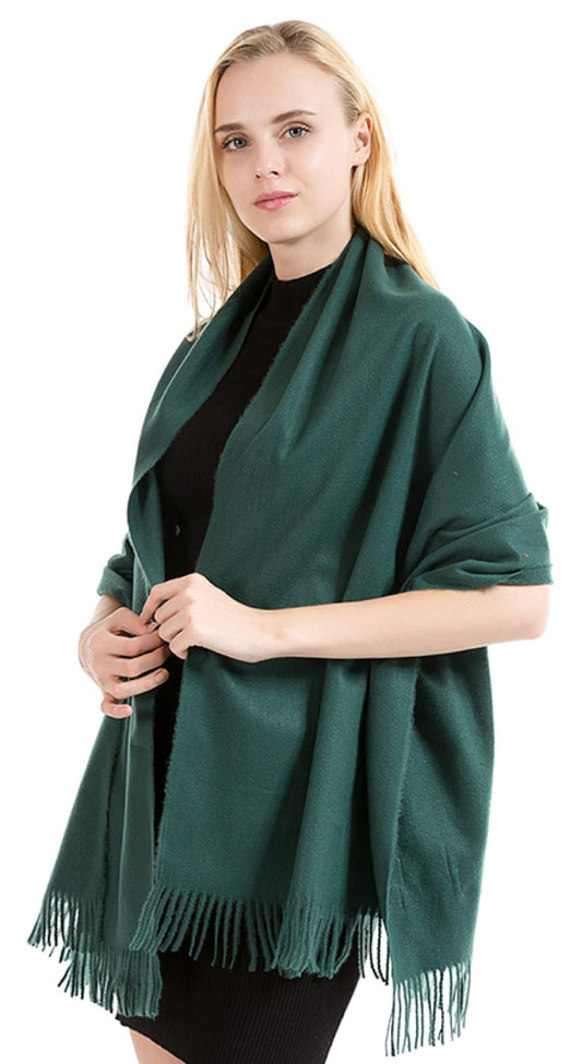 Made Just For You Exclusive Winter Shawl Scarf Wrap 100% Virgin Wool Cashmere Feel for Women Men Unisex NEW (Bottle Green)