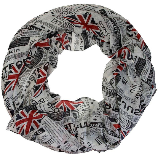 Great Britain Flag Newspaper Print Design Women Scarves Large (Style 2)
