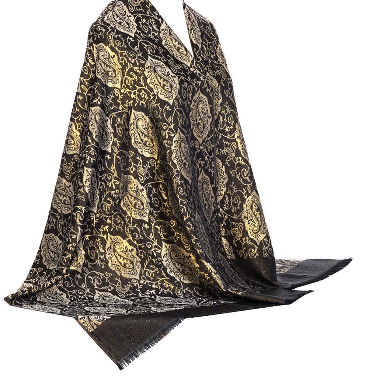 World of Shawls Pashmina Glitter Sparkle Paisley Design Shawl Scarf Wrap Stole Luxuriously Warm Soft