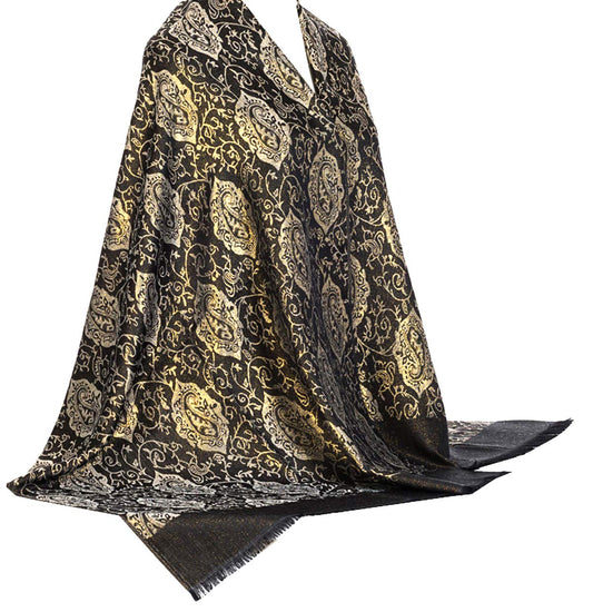 World of Shawls Pashmina Glitter Sparkle Paisley Design Shawl Scarf Wrap Stole Luxuriously Warm Soft
