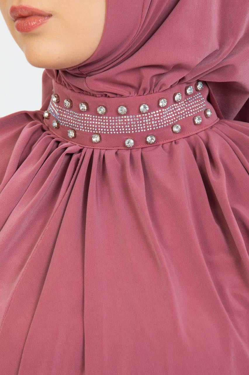 Ready Hijab Embellished with Exquisite Pearl Work on Neckline and Sleeves Premium Quality Hijab Jersey Scarf Gift for Ramadan Eid Hajj