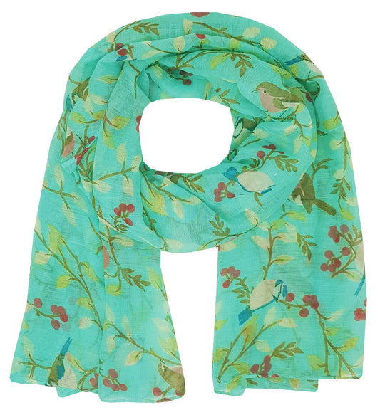 World of Shawls Winter Birds Print Scarf Shawl Stole Sarong Maxi