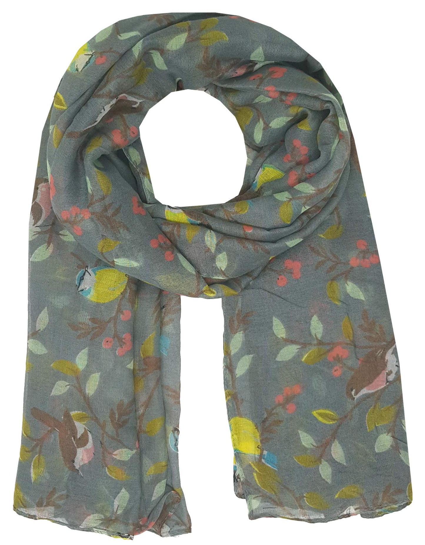 World of Shawls Winter Birds Print Scarf Shawl Stole Sarong Maxi