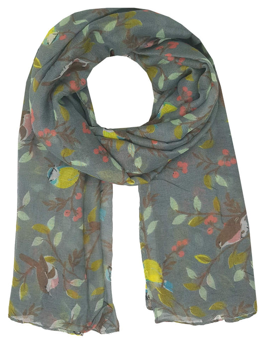 World of Shawls Winter Birds Print Scarf Shawl Stole Sarong Maxi