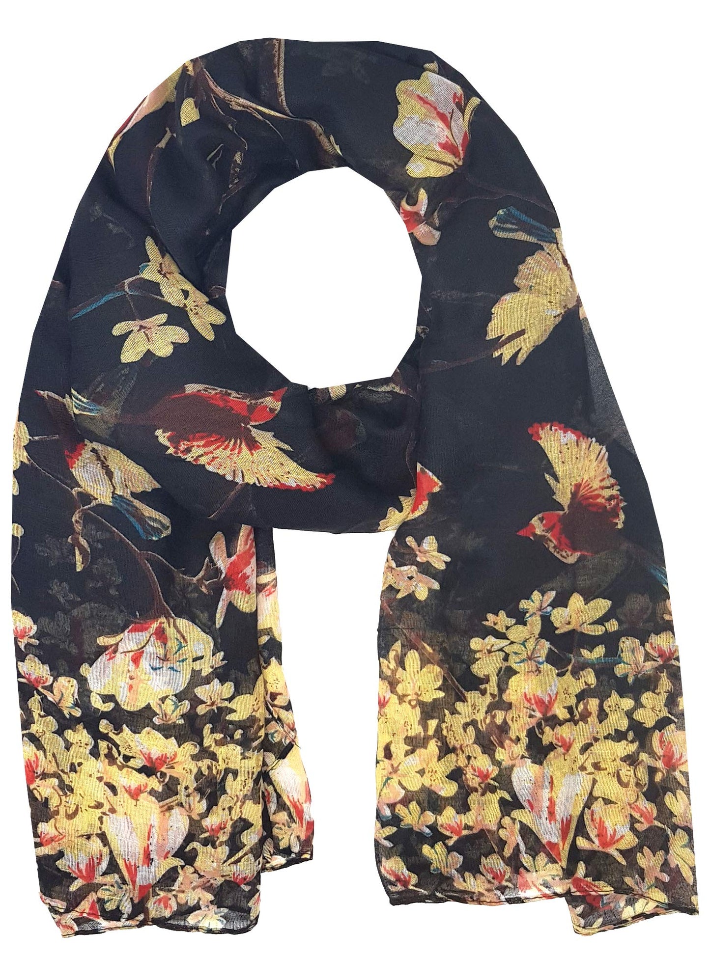 World of Shawls Winter Birds Print Scarf Shawl Stole Sarong Maxi