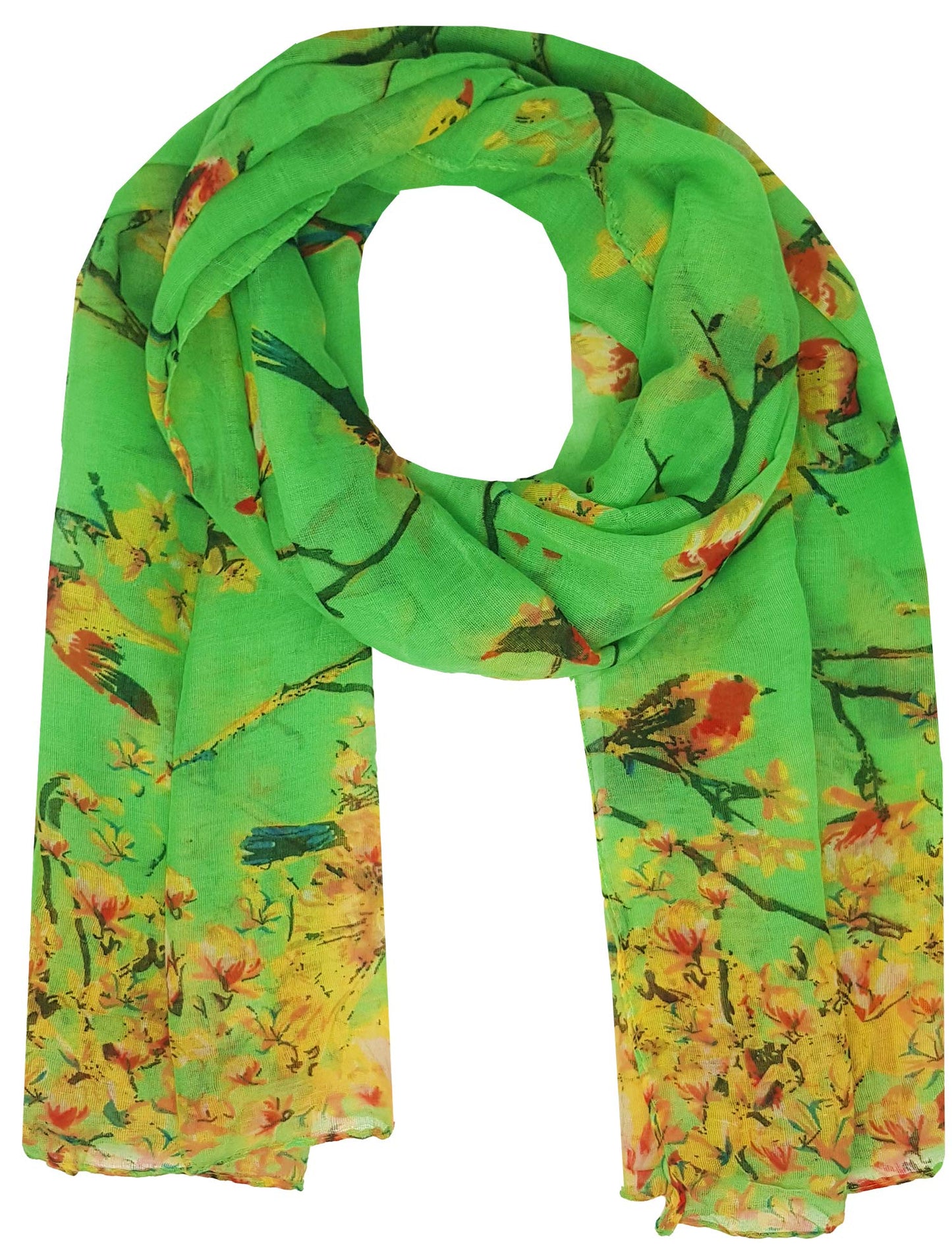 World of Shawls Winter Birds Print Scarf Shawl Stole Sarong Maxi