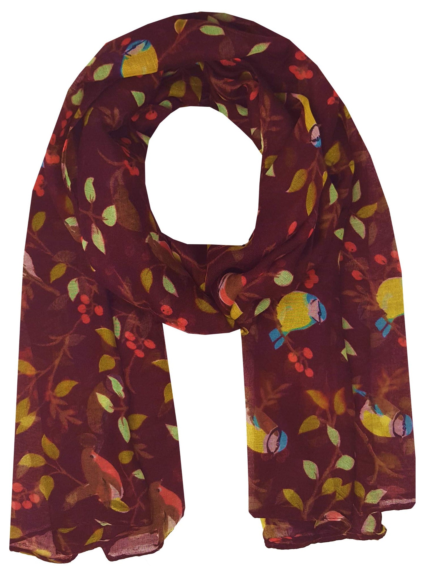 World of Shawls Winter Birds Print Scarf Shawl Stole Sarong Maxi
