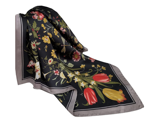 World of Shawls 70 x 70 Cms Satin Silk Feeling Square Neck Scarf Head Hair Wraps
