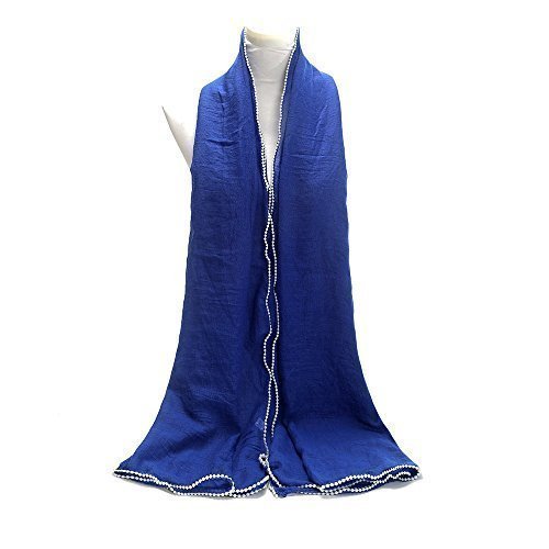 World of Shawls NEW Ladies Crinkle Effect With Delicate White Pearl Border Scarf Maxi Wrap Shawl Pashmina Style Large Warm and Soft Wedding Party Occasion