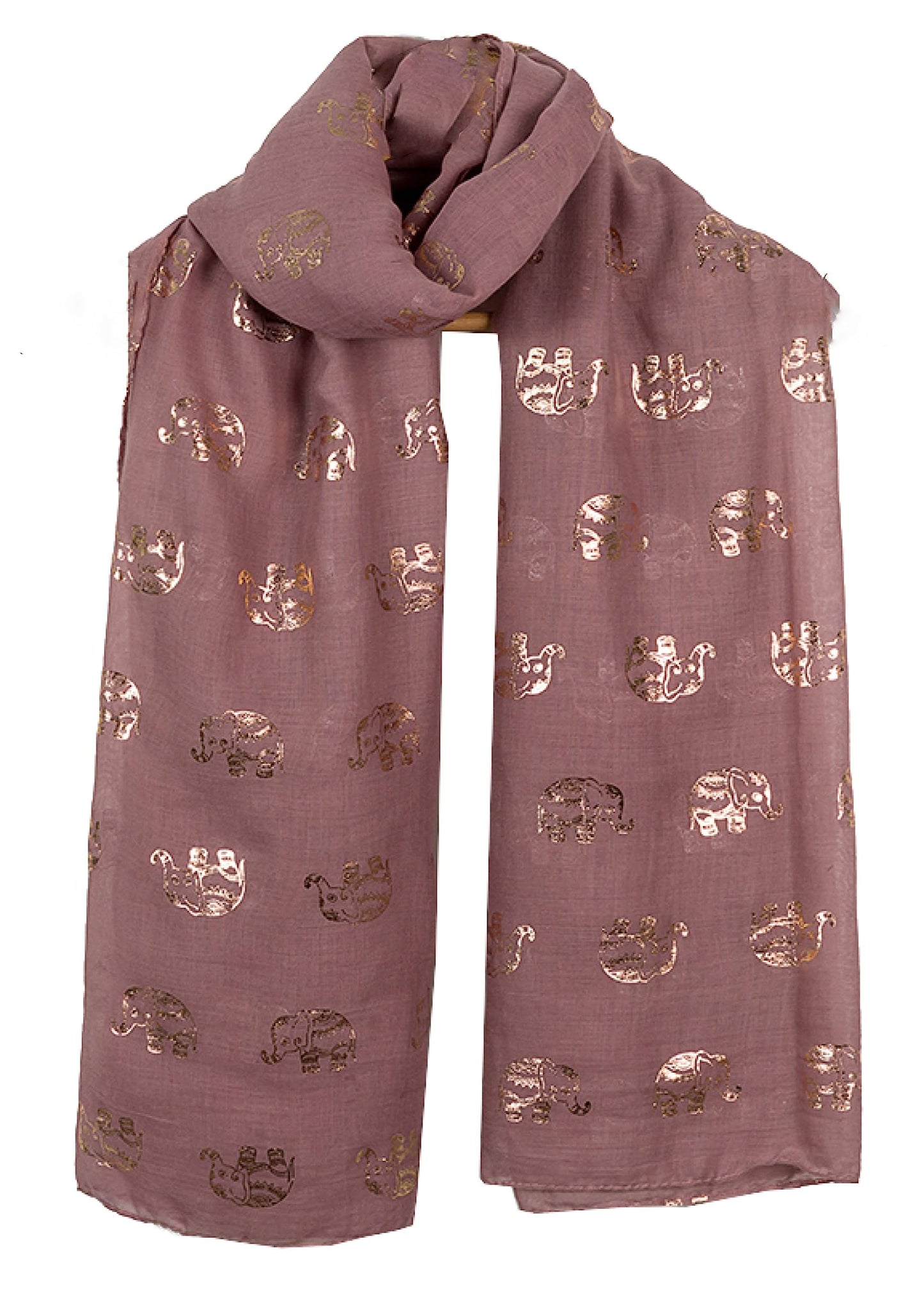 World of Shawls Metallic Rose Gold Beautiful Thai Elephant Print Women Scarf Shawl Scarves Wrap Beach Cover Gift