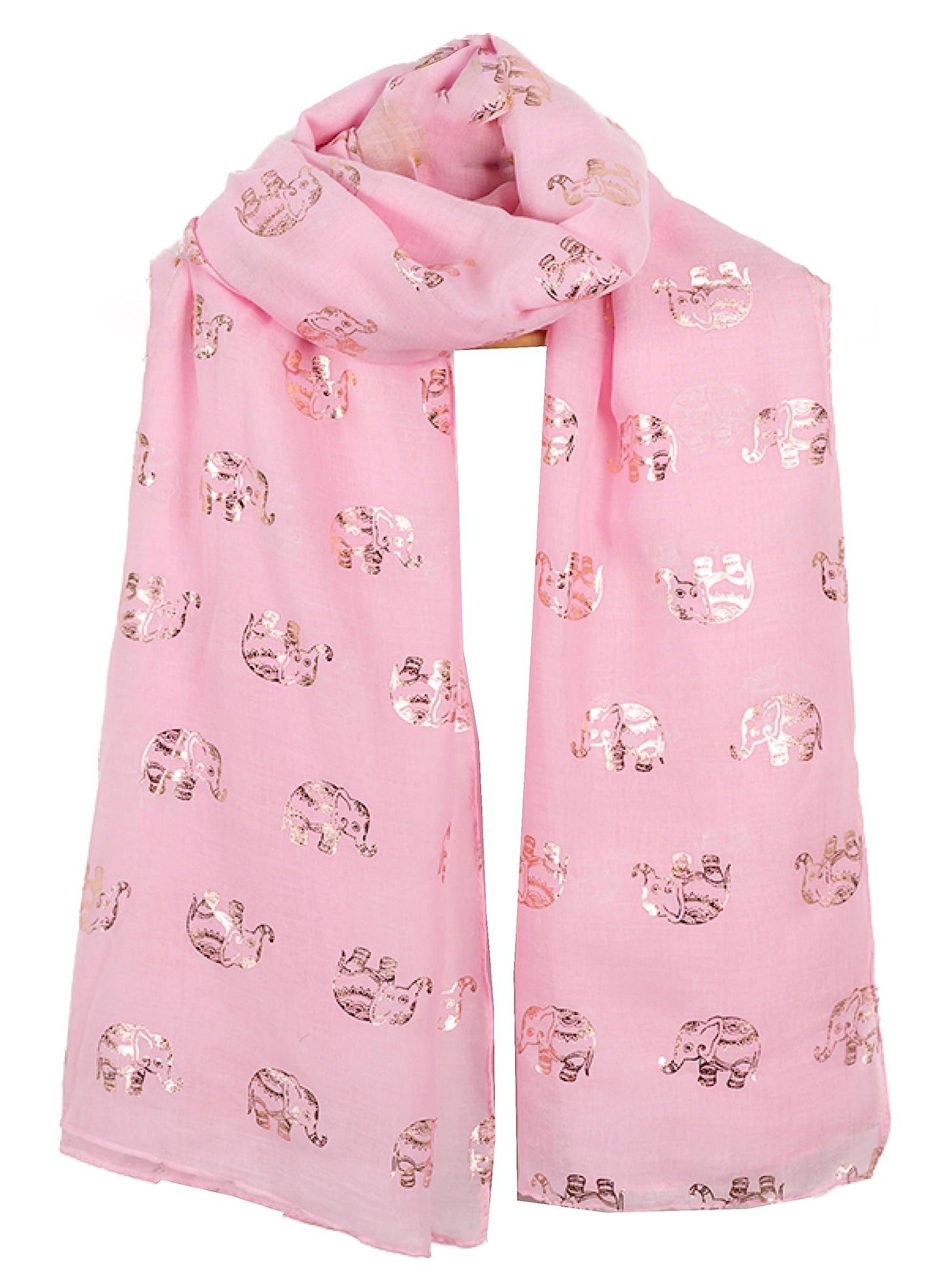 World of Shawls Metallic Rose Gold Beautiful Thai Elephant Print Women Scarf Shawl Scarves Wrap Beach Cover Gift