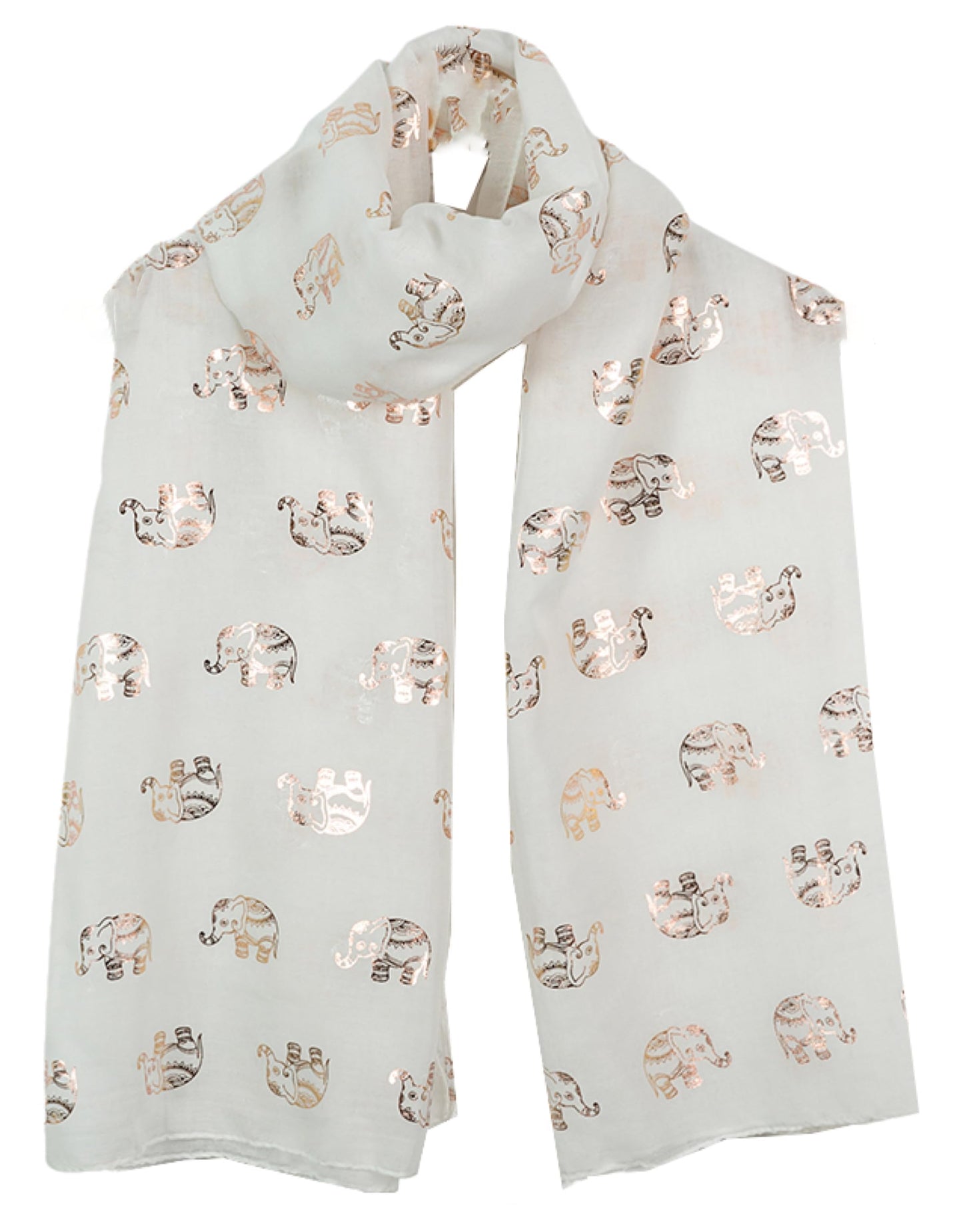 World of Shawls Metallic Rose Gold Beautiful Thai Elephant Print Women Scarf Shawl Scarves Wrap Beach Cover Gift