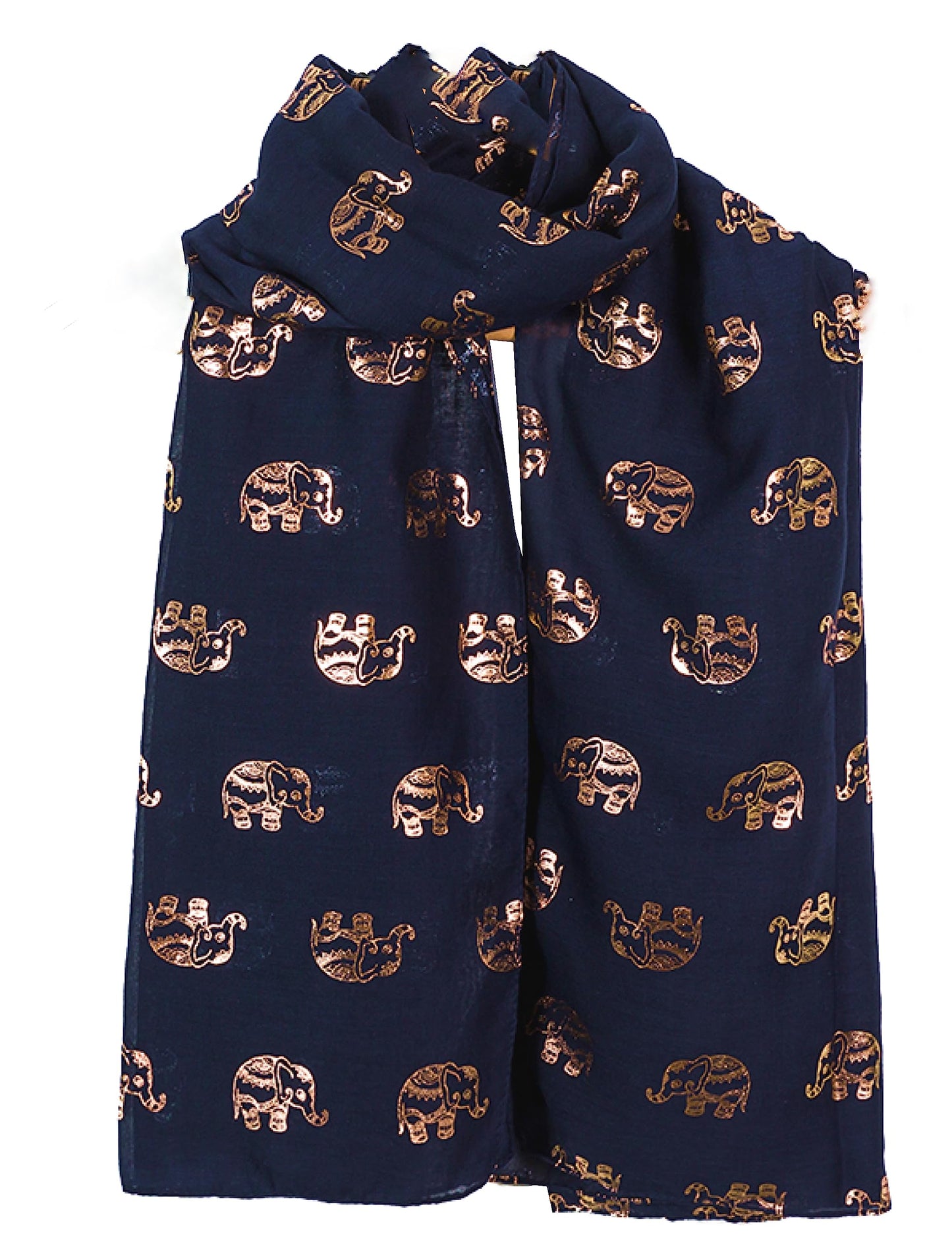 World of Shawls Metallic Rose Gold Beautiful Thai Elephant Print Women Scarf Shawl Scarves Wrap Beach Cover Gift