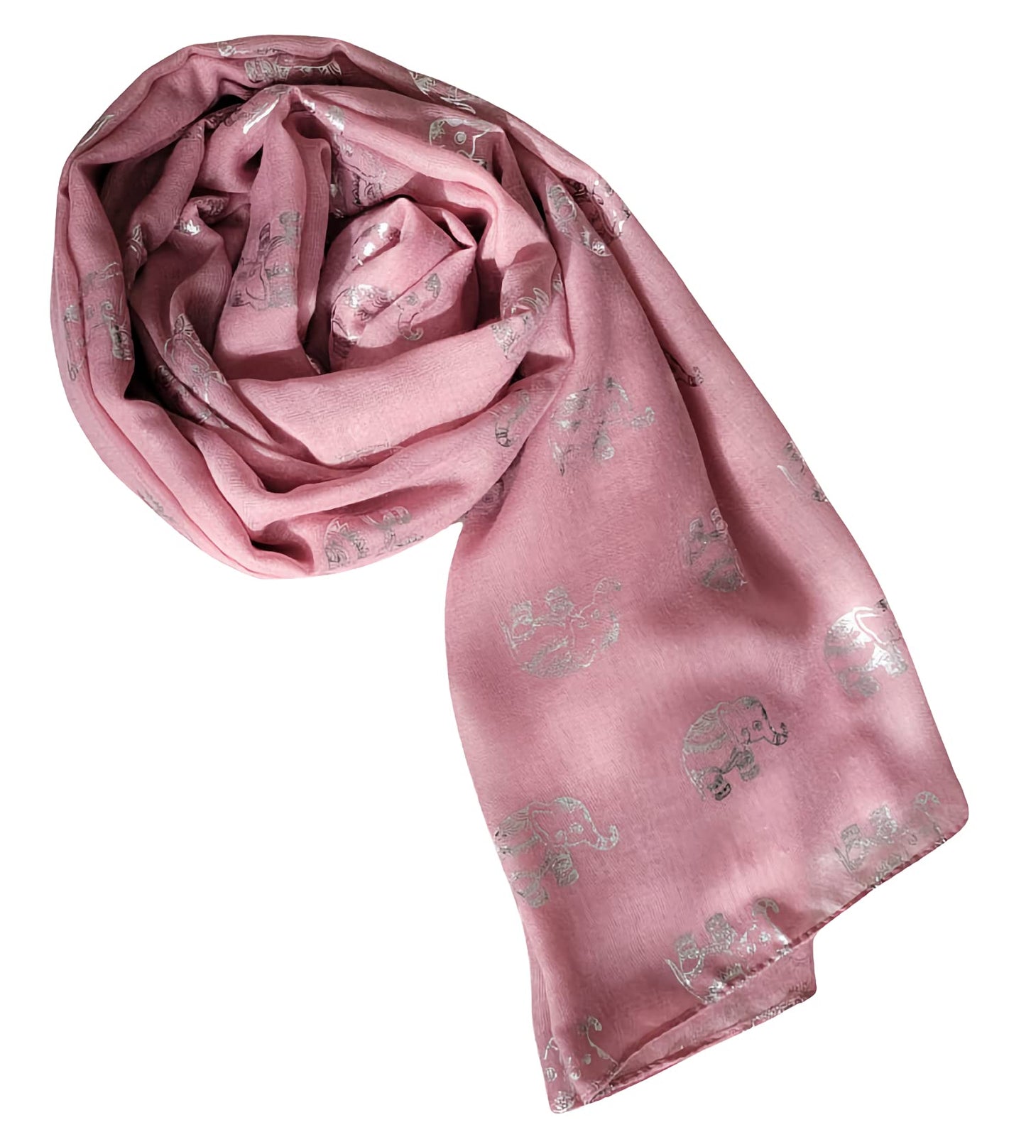 World of Shawls Metallic Rose Gold Beautiful Thai Elephant Print Women Scarf Shawl Scarves Wrap Beach Cover Gift
