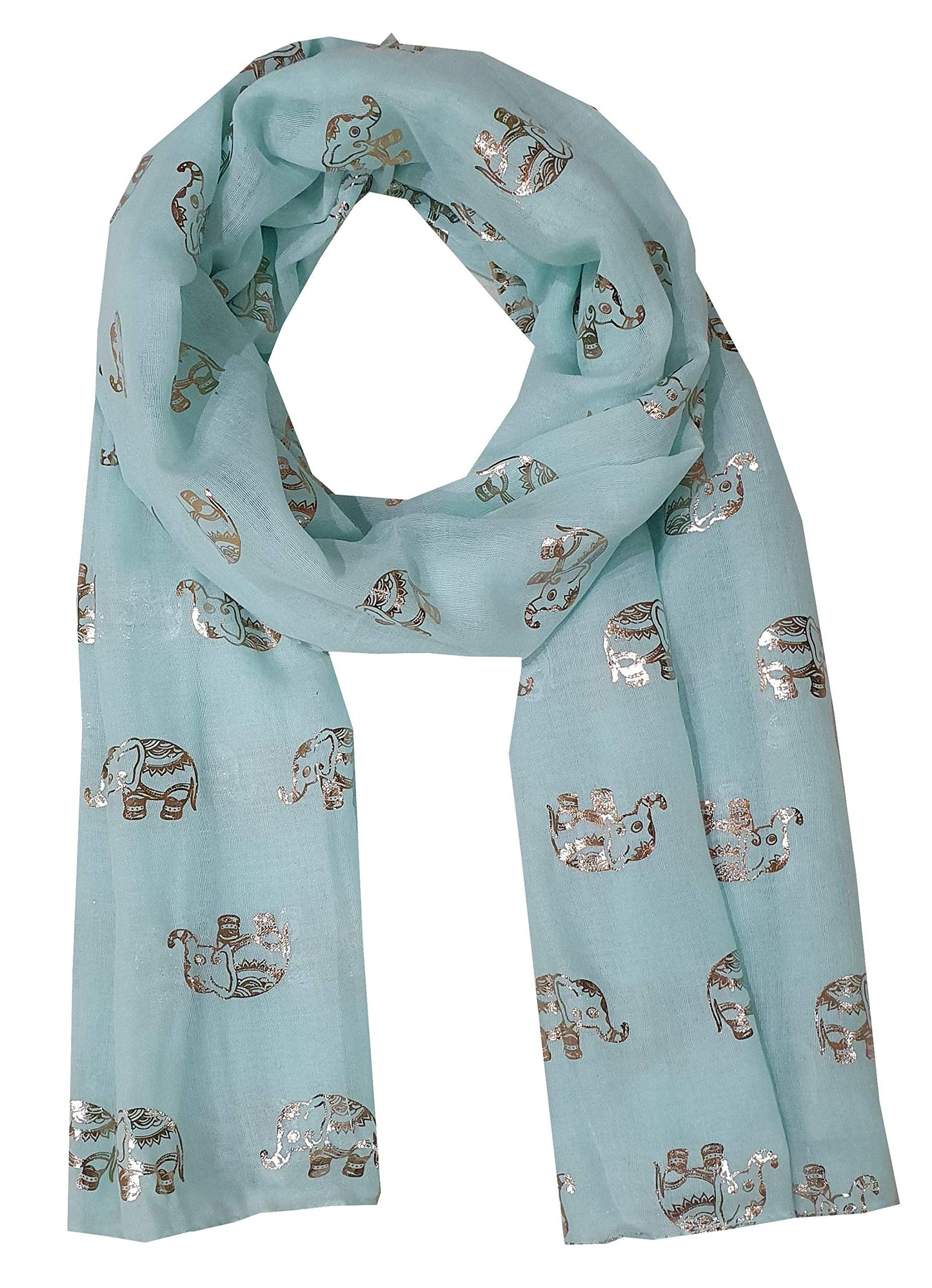 World of Shawls Metallic Rose Gold Beautiful Thai Elephant Print Women Scarf Shawl Scarves Wrap Beach Cover Gift