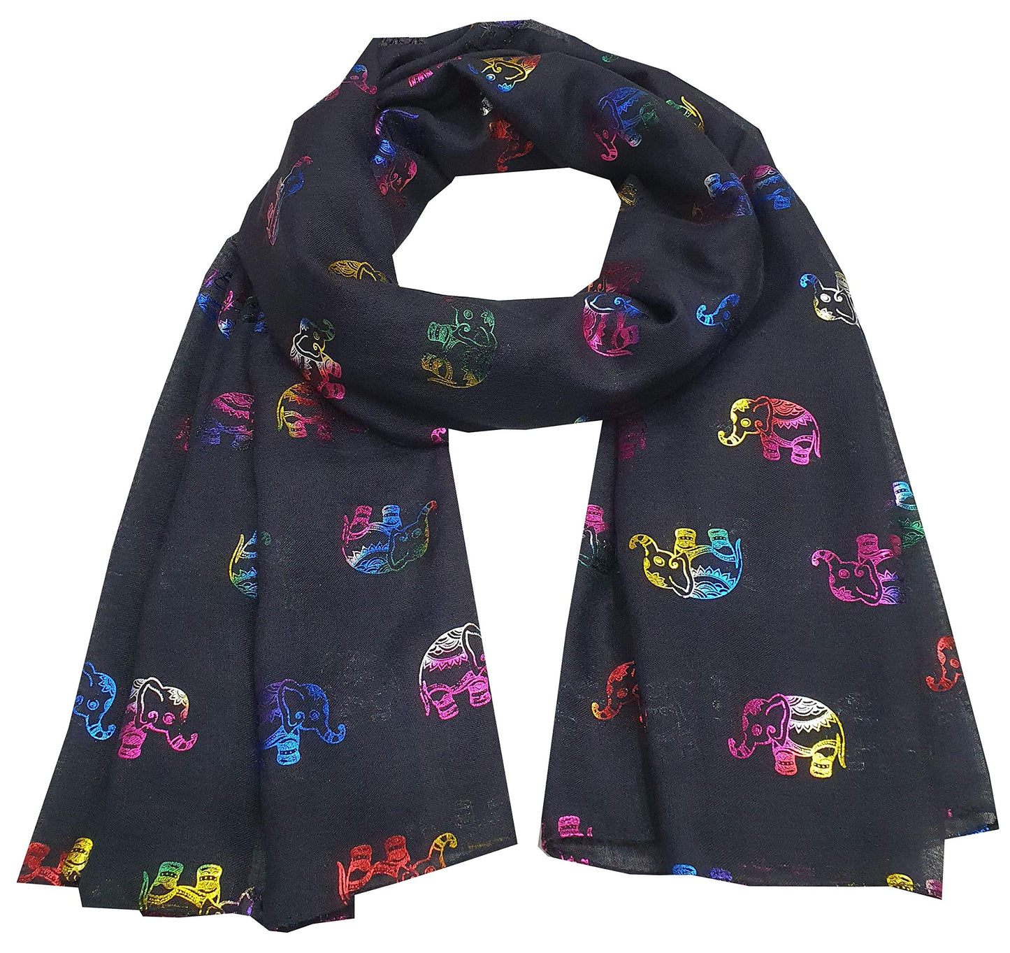 World of Shawls Metallic Rose Gold Beautiful Thai Elephant Print Women Scarf Shawl Scarves Wrap Beach Cover Gift