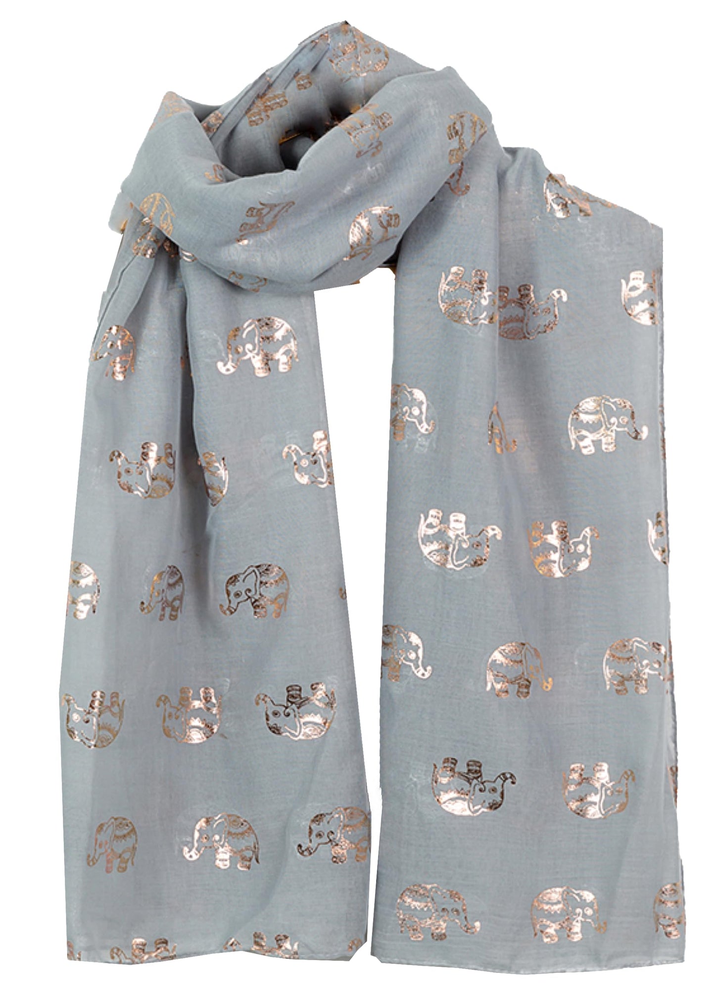 World of Shawls Metallic Rose Gold Beautiful Thai Elephant Print Women Scarf Shawl Scarves Wrap Beach Cover Gift