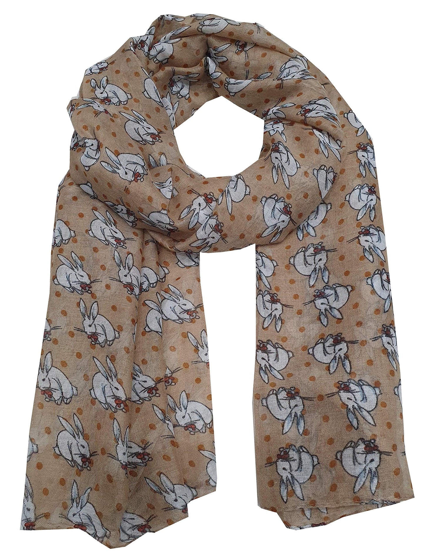 World of Shawls Ladies Womens Colorful Long Soft and Warm Bunny Rabbit Print Scarf Sarong