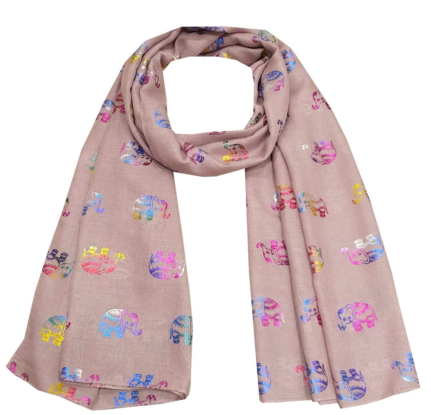 World of Shawls Metallic Rose Gold Beautiful Thai Elephant Print Women Scarf Shawl Scarves Wrap Beach Cover Gift