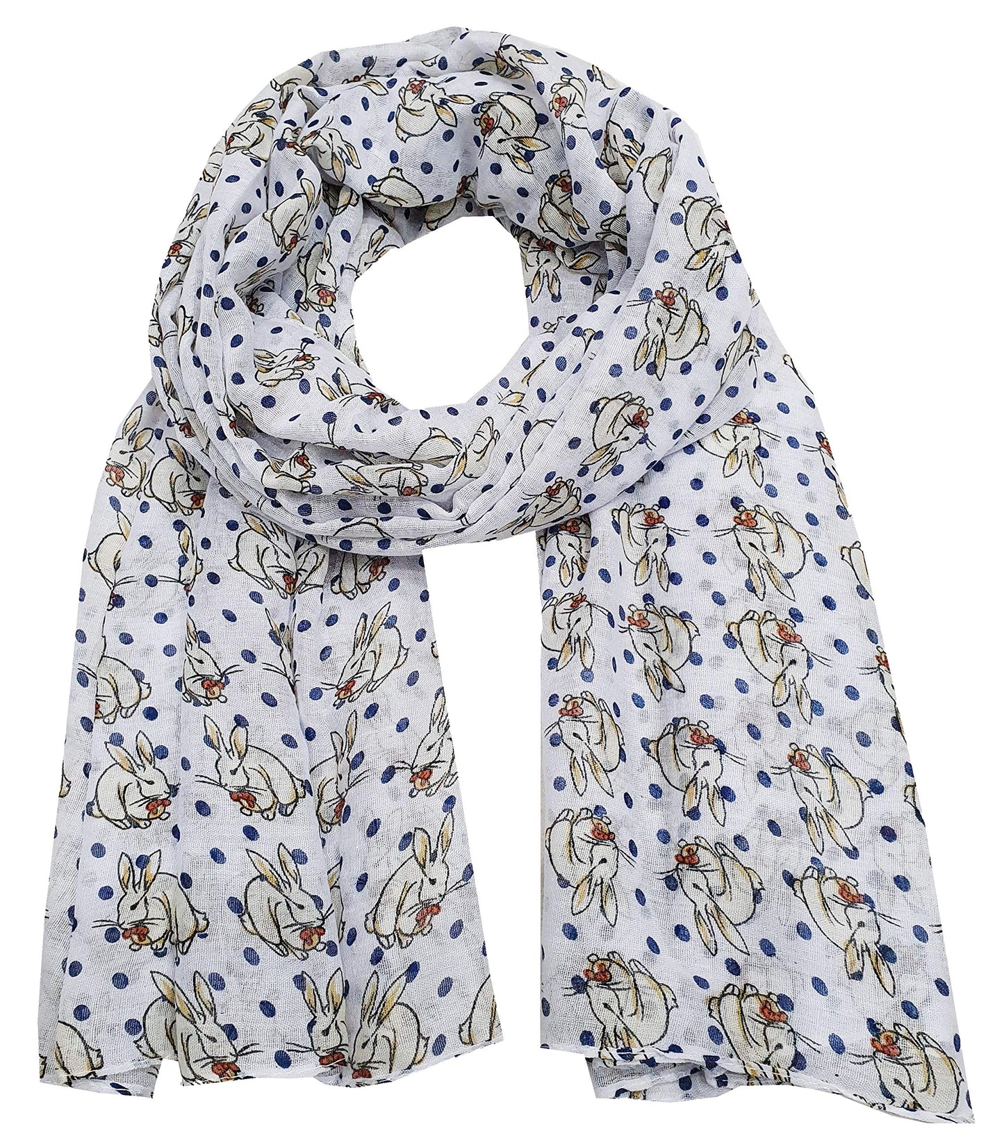 World of Shawls Ladies Womens Colorful Long Soft and Warm Bunny Rabbit Print Scarf Sarong