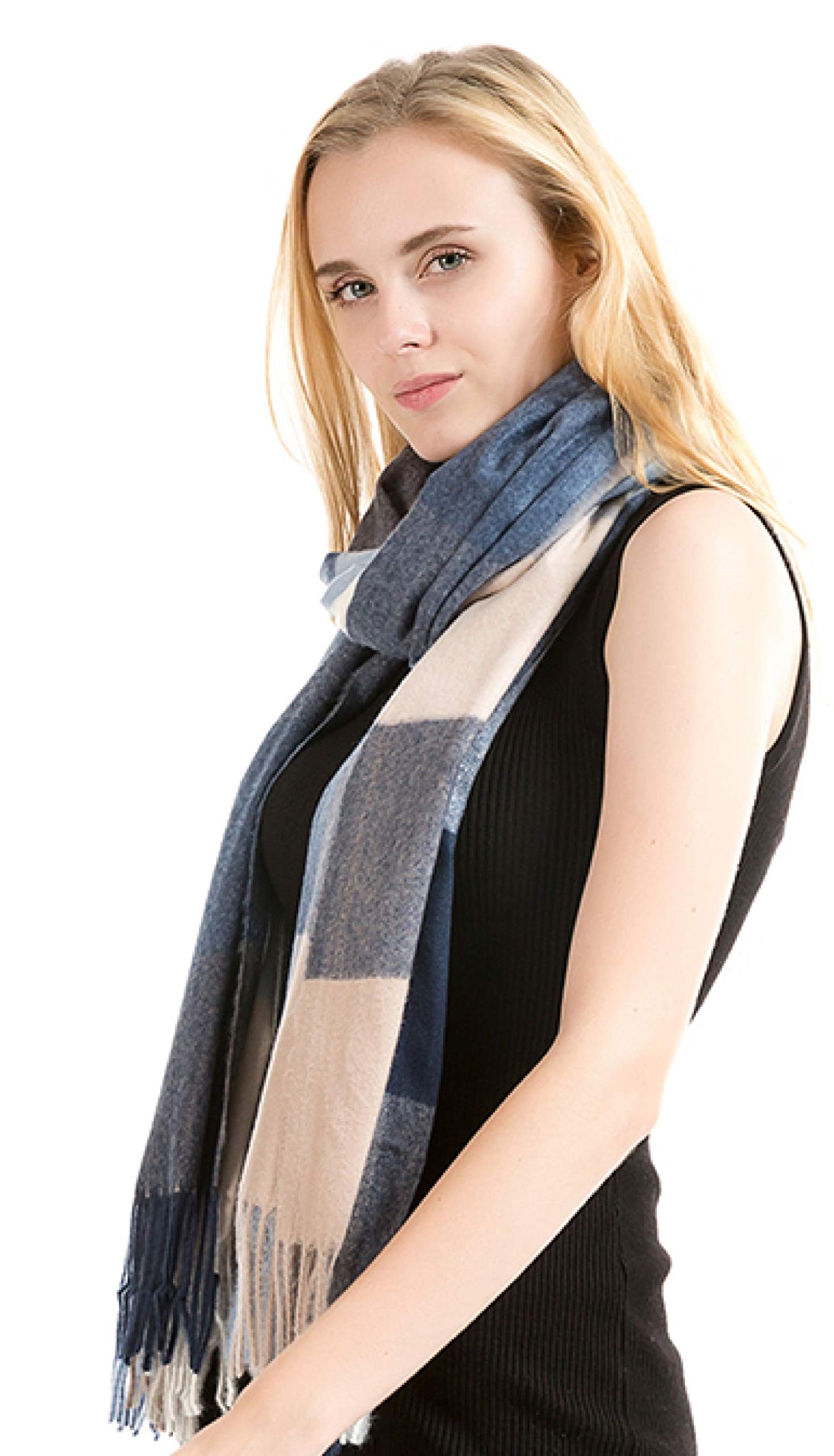 World of Shawls Winter Scarf for Women Ladies with Plaid Block Checkered Tartan Blanket Stylish Wrap Shawl - Colourful Soft and Cozy
