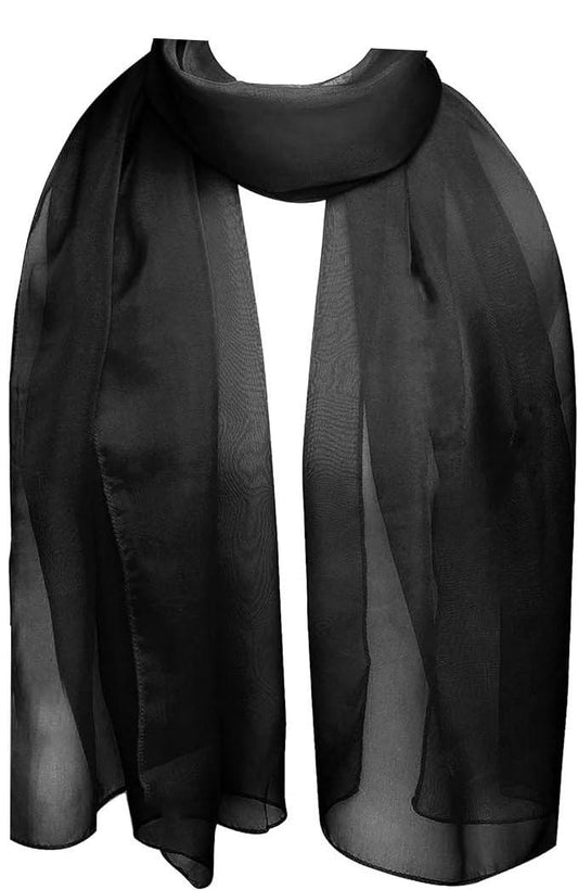 World of Shawls Elegant Sheer Chiffon Scarf Wrap Soft Plain Neck Wrap Idea for Weddings & Evening Dresses 45x160cm