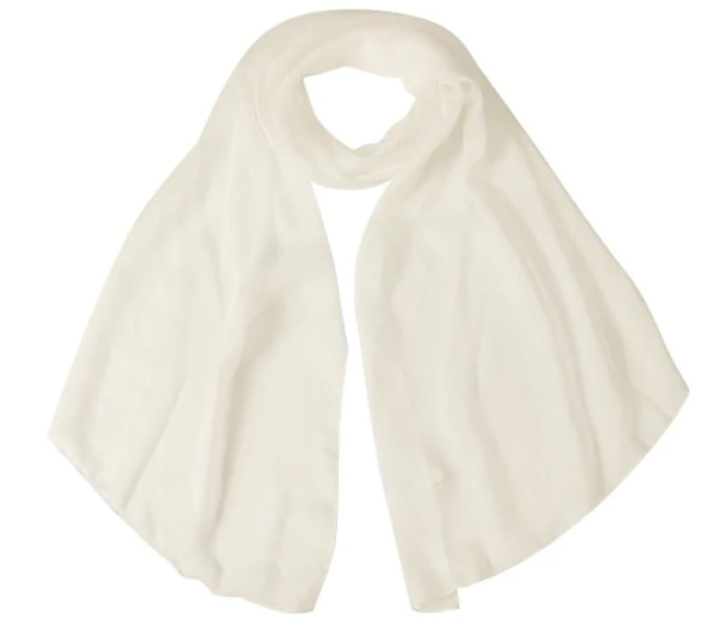 World of Shawls Elegant Sheer Chiffon Scarf Wrap Soft Plain Neck Wrap Idea for Weddings & Evening Dresses 45x160cm