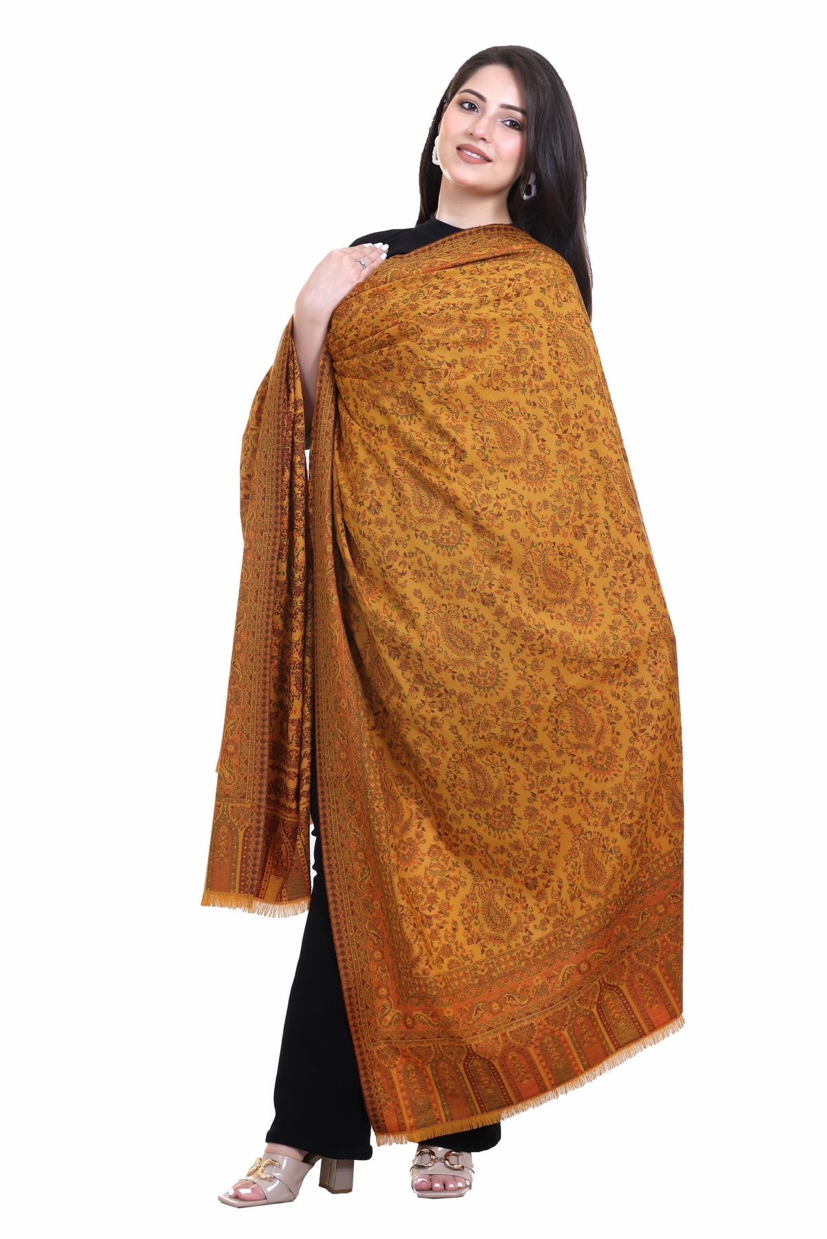 World of Shawls Extra Large 40x80 Inch Kashmiri Style Shawl for Women – Soft Stole with Paisley & Floral Design | Oversized Winter Wrap, Elegant Party Wear Scarf & Everyday