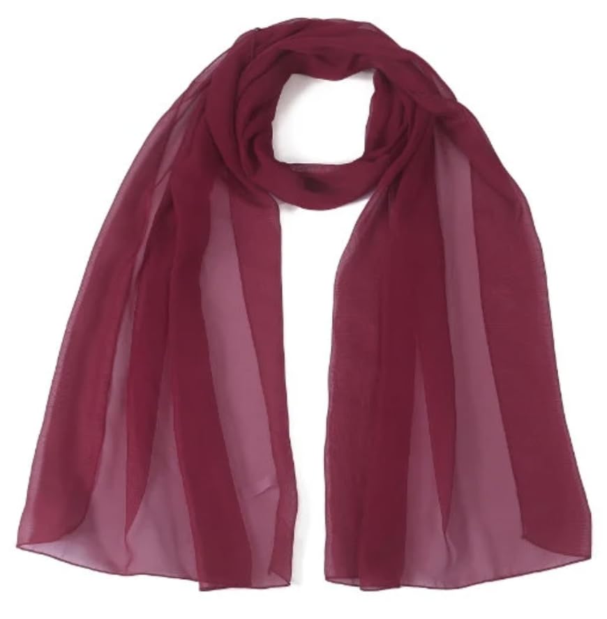 World of Shawls Elegant Sheer Chiffon Scarf Wrap Soft Plain Neck Wrap Idea for Weddings & Evening Dresses 45x160cm