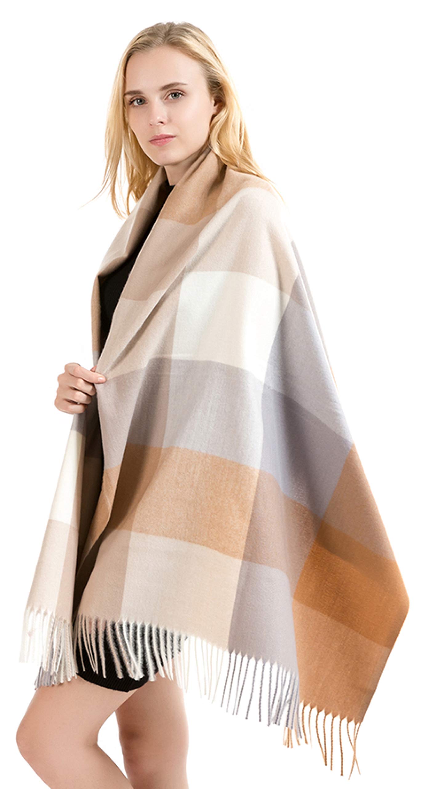 World of Shawls Winter Scarf for Women Ladies with Plaid Block Checkered Tartan Blanket Stylish Wrap Shawl - Colourful Soft and Cozy