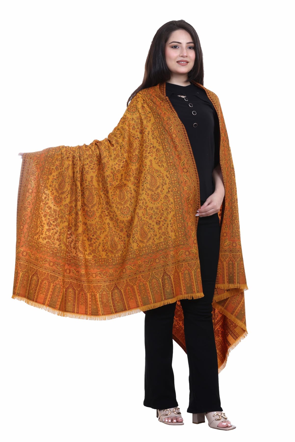 World of Shawls Extra Large 40x80 Inch Kashmiri Style Shawl for Women – Soft Stole with Paisley & Floral Design | Oversized Winter Wrap, Elegant Party Wear Scarf & Everyday